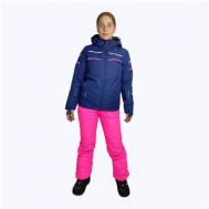Комплект с брюками  для сноубординга, зимний, карманы, карман для ски-пасса, капюшон, мембранный, утепленный, размер L, синий Snow Headquarter
