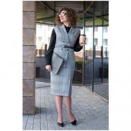 Костюм , жилет и юбка, классический стиль, прилегающий силуэт, пояс/ремень, размер 44, серый Avanti Erika