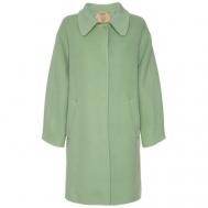 Пальто   демисезонное, шерсть, силуэт прямой, средней длины, размер 38, зеленый №21
