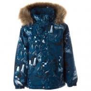 Детская куртка  MARINEL, неон синий с принтом 22269, размер 146 Huppa