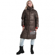 куртка  , демисезон/зима, удлиненная, силуэт прямой, размер M, коричневый NEW SHEEK