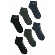 Мужские носки , 6 пар, 6 уп., укороченные, нескользящие, размер 31, черный, синий Berchelli
