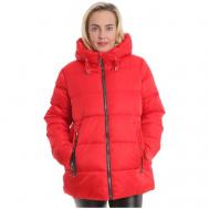 куртка   зимняя, средней длины, силуэт свободный, для беременных, ветрозащитная, размер 56, красный MODTEX