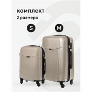 Комплект чемоданов , 2 шт., 91 л, размер M, коричневый Bonle