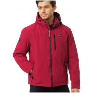 Куртка  демисезонная, силуэт прямой, внутренний карман, капюшон, карманы, размер 56, красный NortFolk