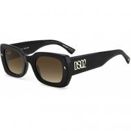 Солнцезащитные очки , овальные, оправа: пластик, градиентные, для женщин, черный DSquared2