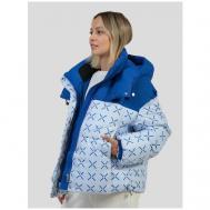 куртка   демисезонная, силуэт свободный, размер 50-52, голубой Vitacci