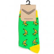 Женские носки  средние, фантазийные, размер 34-39, желтый, зеленый BOOOMERANGS