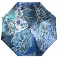 Смарт-зонт , автомат, 3 сложения, купол 104 см., 8 спиц, чехол в комплекте, для женщин, синий Eleganzza