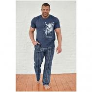 Пижама , футболка, брюки, размер 58, синий Оптима Трикотаж