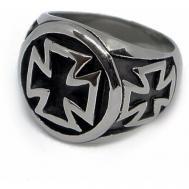 Кольцо, нержавеющая сталь, чернение, размер 22, серый Нет бренда