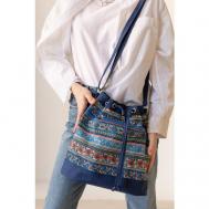 Сумка  торба  повседневная, текстиль, внутренний карман, регулируемый ремень, мультиколор Chica-Rica