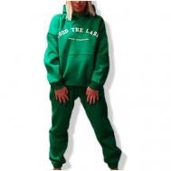 Костюм , свитшот и джоггеры, силуэт свободный, размер S(42-44), зеленый Fashion Point