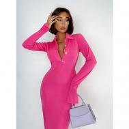 Платье-лапша , повседневное, полуприлегающее, миди, размер 42, розовый, фуксия Disorelle