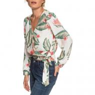 Блуза  , повседневный стиль, длинный рукав, флористический принт, размер 46, мультиколор Roxy
