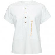 Блуза  , повседневный стиль, полуприлегающий силуэт, короткий рукав, карманы, размер 44, белый Sportalm