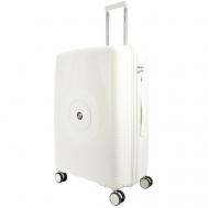 Умный чемодан  Soundbox, полипропилен, опорные ножки на боковой стенке, увеличение объема, износостойкий, рифленая поверхность, 125 л, размер L+, белый Impreza