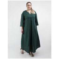 Платье , хлопок, свободный силуэт, макси, карманы, размер (56)170-112-118, зеленый KiS