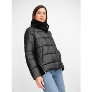 куртка  , демисезон/зима, укороченная, силуэт прямой, размер 44, черный ELECTRASTYLE