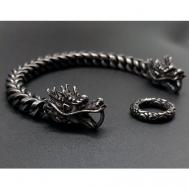Браслет на руку "Чёрные Драконы" черные браслеты парные женский мужской готические длинные серебро 925 starfallshop