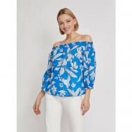 Блуза  , повседневный стиль, укороченный рукав, размер S, голубой ZOLLA