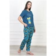Пижама , короткий рукав, трикотажная, размер 56, синий SIMPLE STYLE