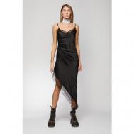Платье-комбинация , вечерний, бельевой стиль, размер L, черный LUV Concept