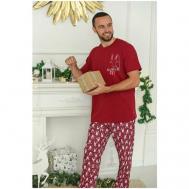 Пижама , футболка, брюки, размер 54, красный Оптима Трикотаж