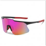 Солнцезащитные очки , монолинза, оправа: пластик, спортивные, ударопрочные, с защитой от УФ, градиентные, красный LOCO