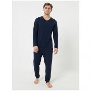 Пижама , лонгслив, брюки, карманы, размер XL, синий Luisa Moretti