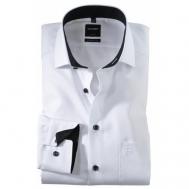 Рубашка , повседневный стиль, полуприлегающий силуэт, воротник кент, длинный рукав, карманы, размер 52/54, белый Olymp