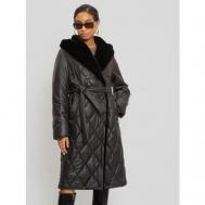 Пальто  , демисезон/зима, силуэт прямой, удлиненное, размер 46, черный ELECTRASTYLE