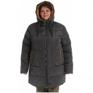 куртка   зимняя, средней длины, силуэт свободный, размер 64, серый MODTEX