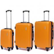 Комплект чемоданов , 3 шт., пластик, ABS-пластик, опорные ножки на боковой стенке, рифленая поверхность, 85 л, размер S, оранжевый Lacase