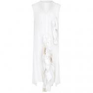 Платье лен, повседневное, свободный силуэт, размер l, белый Proto-Tipia