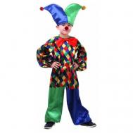 Карнавальный костюм "Клоун Кеша", рубашка, штаны, шапка, бант, носик, р. 36, рост 140 см Страна Карнавалия