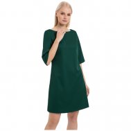 Платье ампир , креп, повседневное, классическое, трапециевидный силуэт, до колена, карманы, размер 52, зеленый Onatej