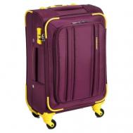 Кейс-пилот , текстиль, усиленные углы, ребра жесткости, адресная бирка, 39 л, размер S, фиолетовый Ambassador