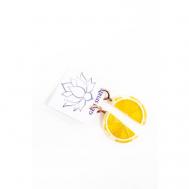 Серьги двусторонние  Лимонные дольки, янтарь, размер/диаметр 51 мм., желтый Gem Spirit