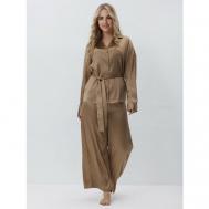 Комплект , рубашка, брюки, длинный рукав, пояс на резинке, пояс, размер 46-48, коричневый Filo"doro