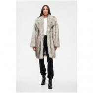 Пальто , искусственный мех, средней длины, оверсайз, размер One size, серый Shi-shi