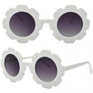 Солнцезащитные очки , круглые, оправа: пластик, для девочек, белый Мир оптики