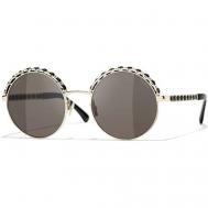 Солнцезащитные очки , круглые, поляризационные, с защитой от УФ, для женщин, золотой Chanel