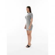 Платье-водолазка , вискоза, прилегающее, мини, размер XS, серый Moysha