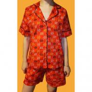 Пижама , короткий рукав, размер 54, красный ADIYSHKA