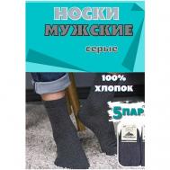 Мужские носки , 5 пар, классические, размер 41-42, серый Россия