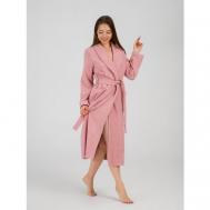 Халат  удлиненный, длинный рукав, капюшон, пояс, карманы, размер 42-44, розовый РОСХАЛАТ
