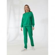 Костюм , джемпер и брюки, спортивный стиль, свободный силуэт, трикотажный, размер 44-46, зеленый Vitacci