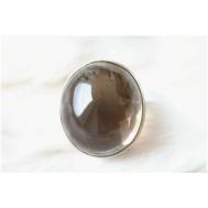 Кольцо , нержавеющая сталь, кварц, размер 16, коричневый 100% URAL