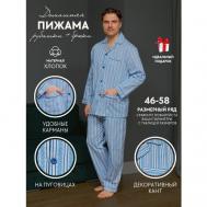 Пижама , брюки, рубашка, пояс на резинке, карманы, размер 46, синий Nuage.moscow